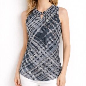 Cabi gray floral geometric print sleeveless blouse S